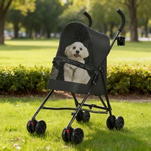 Lyngins Lightweight Foldable Pet Stroller for Small Dogs & Cats, Mesh Ventilation Dogs Stroller with Built-In Cup Holder, Travel-Friendly Dog Cart - 1 of 4