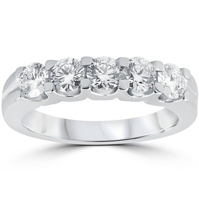 Pompeii3 1ct Diamond Wedding Ring Anniversary Stackable Band 14K White Gold