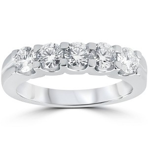 Pompeii3 1ct Diamond Wedding Ring Anniversary Stackable Band 14K White Gold - 1 of 4