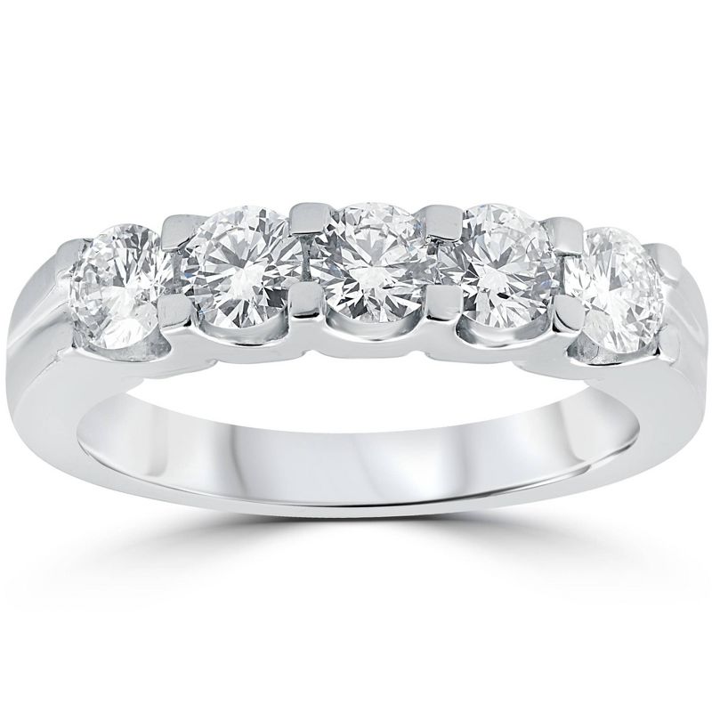 Pompeii3 1ct Diamond Wedding Ring Anniversary Stackable Band 14K White Gold, 1 of 6