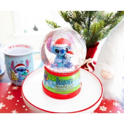 Disney Lilo & Stitch Holiday Light-Up Snow Globe with Red Base