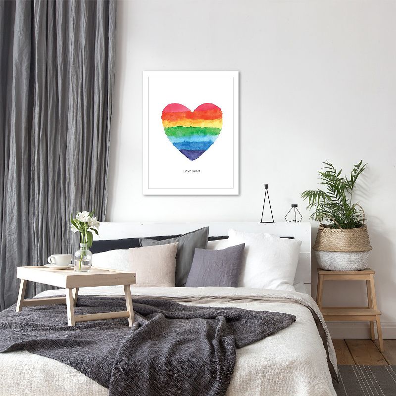 Americanflat Motivational Minimalist Love Wins Watercolor Rainbow Heart By Motivated Type Framed Print Wall Art, 6 of 8