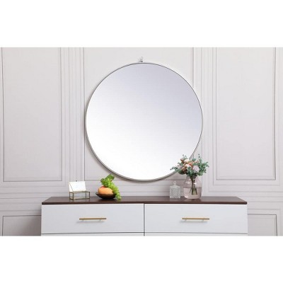 Contemporary White Wood 39" Square Wall Mirror with Metal Accents