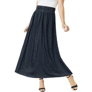 Jessica London Women's Plus Size Chambray Maxi Skirt - 1 of 4