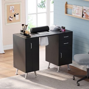 ネイル付きテーブル Manicure Nail Table, Nail Tech Station with 2 Drawers, 2 Cabinets
