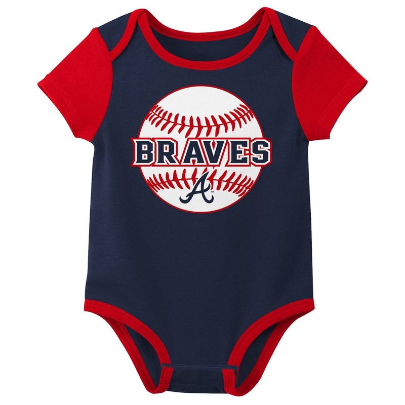 MLB Atlanta Braves Baby Boys' Pinstripe 3pk Bodysuit, 4 of 5