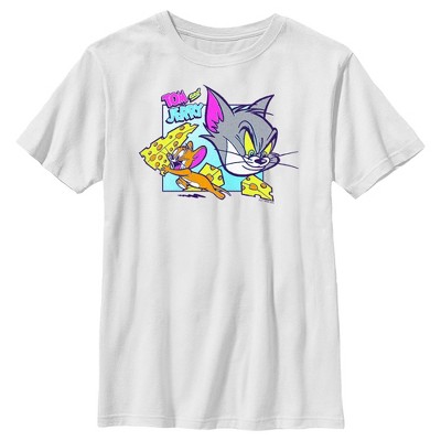 Boy's Tom and Jerry The Chase for Cheese T-Shirt - White - Medium
