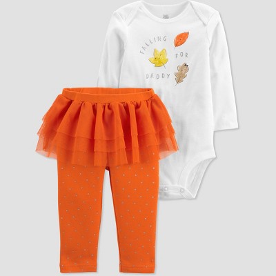 Image of Baby Girls' 'Falling For Daddy' Top and Bottom Set - Just One You® made by carter's White/Orange Newborn