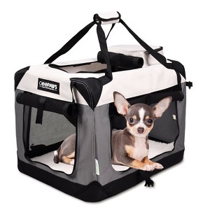 GOOPAWS Indoor & Outdoor 3-Door Collapsible Soft-Sided Dog, Shale Green, 24'' - 1 of 4
