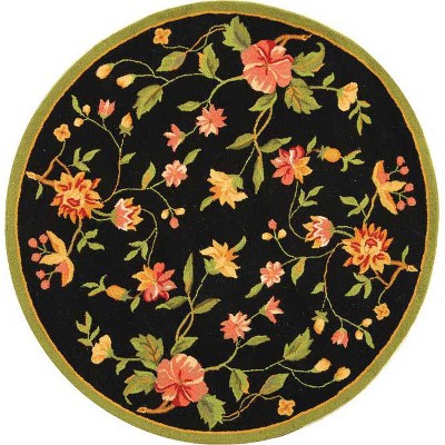 Handmade Reversible Black Wool Round Area Rug 3' x 3'