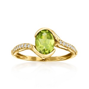 Ross-Simons 1.20 Carat Peridot Ring With .16 ct. t.w. Lab-Grown Diamonds in 14kt Yellow Gold Size 7 - 1 of 4