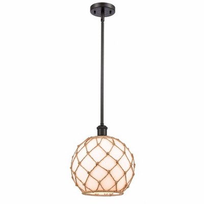 Farmhouse Rope - 1 Light Stem Hung Mini Pendant In Industrial Style-13 Inches Tall and 10 Inches Wide