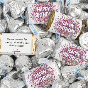 Birthday Candy Party Favors Hershey's Miniatures Chocolate and Kisses by Just Candy - Available in Multiple Colors - 1 of 2