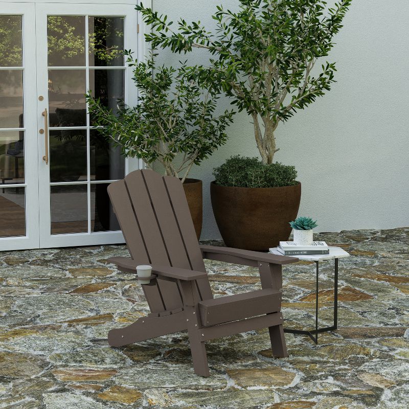 Merrick Lane Adirondack Chair with Cup Holder, Weather Resistant HDPE Adirondack Chair, 3 of 13