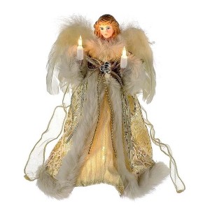 Kurt Adler Angel Figurine Tree Topper, Ivory and Gold, 10" - 1 of 3