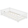 Gulches Twin Size Bed Floor Bed with Safety Guardrails and Door for Kids, White - 3 of 4