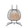 JUJABU Double Outdoor Rattan Hanging Chair with Cushions, Suitable for Balcony, Terrace and Garden Leisure - 2 of 4