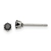 Chisel Stainless Steel Polished 3mm Black Round Cubic Zirconia Stud Earrings - 2 of 4