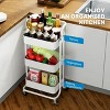 TOBILI 3-Tier Metal Rolling Cart Utility & Storage Cart with Lockable Wheels Kitchen Bathroom Office(White) - 4 of 4