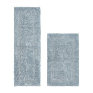 Lux Premium 100% Cotton Tufted Solid Reversible 2 PC Bath Rug Set – Ultra-Soft, Water-Absorbent, Durable, Machine Washable Bathroom Rug - 1 of 4