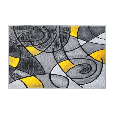 Emma and Oliver Contemporary Abstract Geometric Olefin Accent Rug in Gradient Shades with Natural Jute Backing