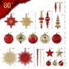 Aoibox 80pcs Shatterproof Christmas Ball Ornament Set Red and Gold Assorted Shapes Pre Tied Strings for Tree Holiday Wedding Party Decor - 2 of 4