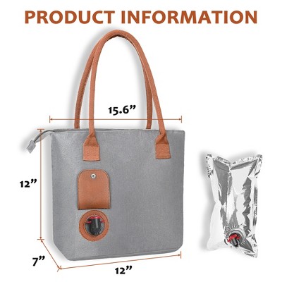 Gray Insulated Wine Tote Bag with Hidden Dispenser