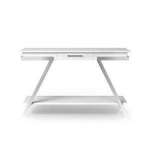 VYNXARIA Console Tables - Contemporary White Sofa Table with High Gloss Finish, 47in Chrome Accents - 1 of 4