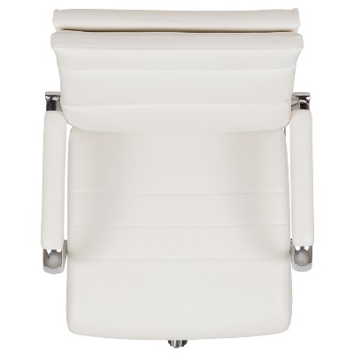 Exquisite White LeatherSoft & Chrome High-Back Executive Swivel Chair