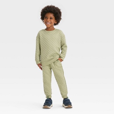 Toddler Boys' Embossed Knit Crew And Jogger Pants Set - Cat & Jack ...