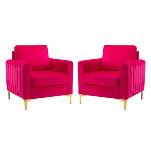Set of 2 Iapygia Contemporary Tufted Wooden Upholstered Club Chair with Metal Legs for Bedroom Club Chair| ART OF LIVING DESIGNS - 1 of 4
