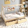 Costway Twin Size Wooden House Bed with 2 Drawers Roof Storage for Boys & Girls White/Gray/Natural - 2 of 4