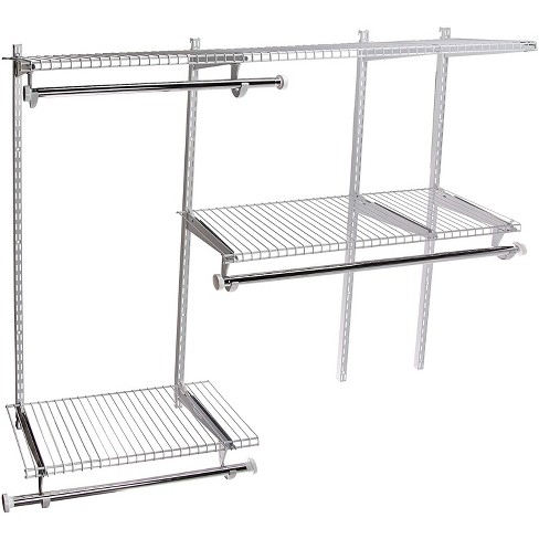 Rubbermaid Configurations Classic Closet Kit, Titanium, 4-8 Ft., Wire  Shelving Kit with Expandable Shelving and Telescoping Rods, Custom Closet