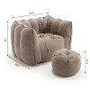 Brown Chenille Bean Bag Chair,Square Bean Bag Sofa with High Resilient Foam for Living Room,Bean Bag with Footstool for Gaming or Reading-Koiai - 4 of 4