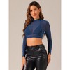 Allegra K Women's Semi-Sheer Party Heart Mesh Crop Top - 3 of 4