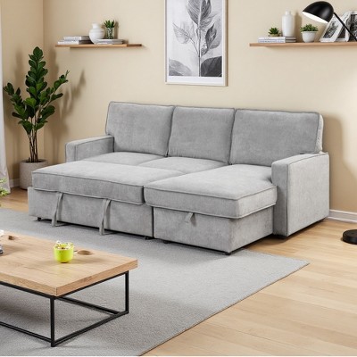 89" L-Shaped Sectional Sleeper Sofa with Storage & USB