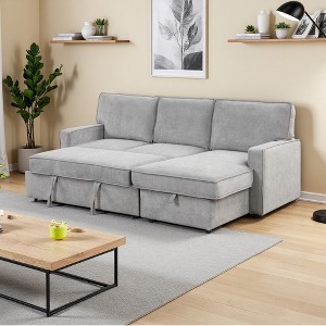 89" L-Shaped Sectional Sleeper Sofa with Storage & USB - 1 of 4
