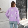 Clearlove Women's Relaxed Fit Long Sleeve Knit Top Floral Daisy Intarsia Sweater - 3 of 4
