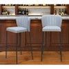 HomeRoots Set of Two 29" Gray And Black Faux Leather And Steel Bar Height Bar Chairs - 2 of 4