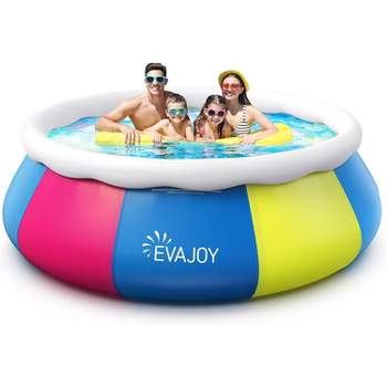SKONYON 10ft x 30in Inflatable Round Swimming Pool Easy Set with Pool Cover Above Ground Pool for Backyard Family Fun
