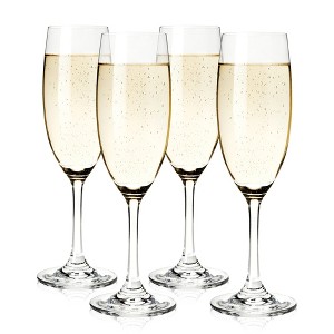 True Cuvée Champagne Flutes, Lead-Free Crystal Sparkling Wine Glasses, Stemmed Wine Glass Set, Set of 4, 7 Ounces, Clear Finish - 1 of 4
