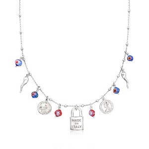 Ross-Simons Sterling Silver Italian-Inspired Charm Necklace With Multicolored Murano Glass Beads. 18 inches - 1 of 3