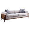 91" Pelton Sofa Fabric/Walnut - Acme Furniture: Linen Upholstery, Wood Frame, Metal Legs - 3 of 4