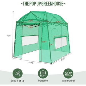 Pop Up Greenhouses for Outdoors, Height Adjustable Walk-In Sturdy Greenhouse with Durable Cover, Tool-Free Quick Setup - 1 of 4