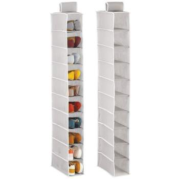 mDesign Soft 10 Shelf Fabric Closet Hanging Storage Unit, 2 Pack
