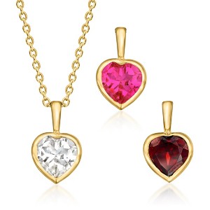 Ross-Simons 2.70 ct. t.w. Multi-Gemstone and 18kt Gold Over Sterling Jewelry Set: Cable-Chain Necklace and 3 Interchangeable Heart Pendants Size 18 - 1 of 4