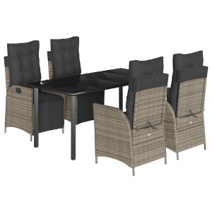 vidaXL Garden Dining Set Grey PE Rattan 5 Piece Adjustable Footrests - 1 of 4