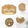 Semi Flush Mount Ceiling Light,Rattan Shade Pendant Light,3-Lights Boho Chandelier,Ceiling Light Fixture-The Pop Home - 2 of 4