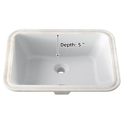 Coucheta Bathroom Undermount Sink, White Ceramic Basin, Vanity Sink for Countertop Installation, Modern Bathroom Remodel and Guest Bath