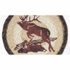 Earth Rugs Round Jumping Elk Coaster – 7" Braided Jute Mat with Hand-Stenciled Elk Leaping Through Rustic Woodland Scenery - 3 of 3